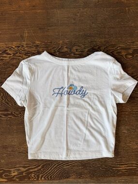 wild fable White Graphic Cropped Tee with Blue Print
